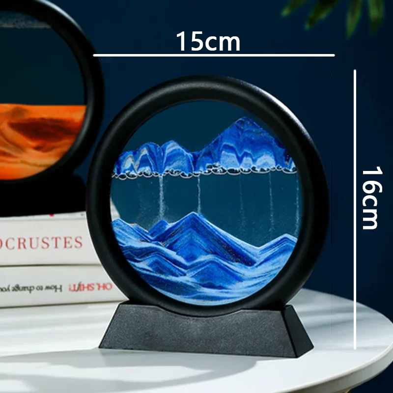 5 Inch 3D Quicksand Sand Painting Moving Sand Art Picture Round Glass Deep Sea Sandscape Hourglass Office Home Decoration Gifts