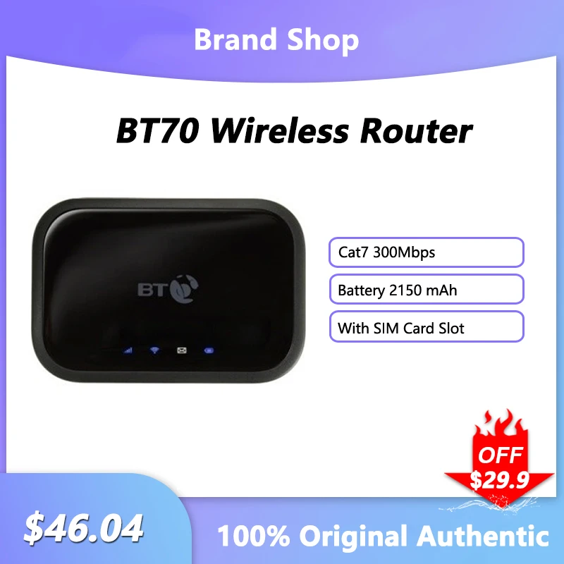 

BT70 Portable WiFi Router 4G LTE Network Repeater Cat7 300Mbps Mobile Wireless Hotspot With Sim Card Slot Battery 2150 mAh