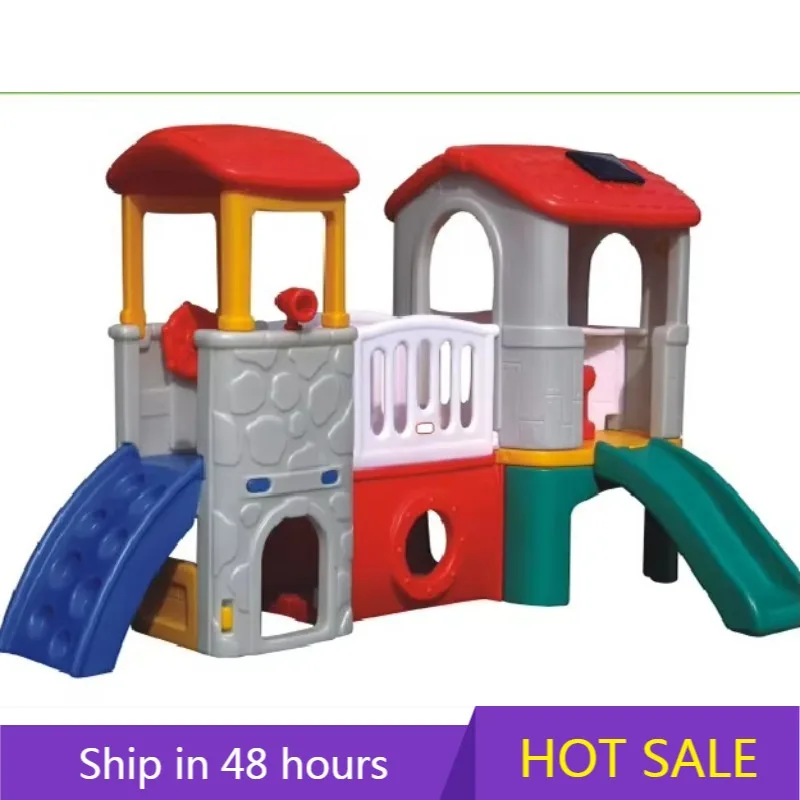 

YTYIN KAIQI Classic Plastic Toys Series KQ50132E Kids Favorite Lovely Plastic Slide Hut Combination Portable Playground Equipmen