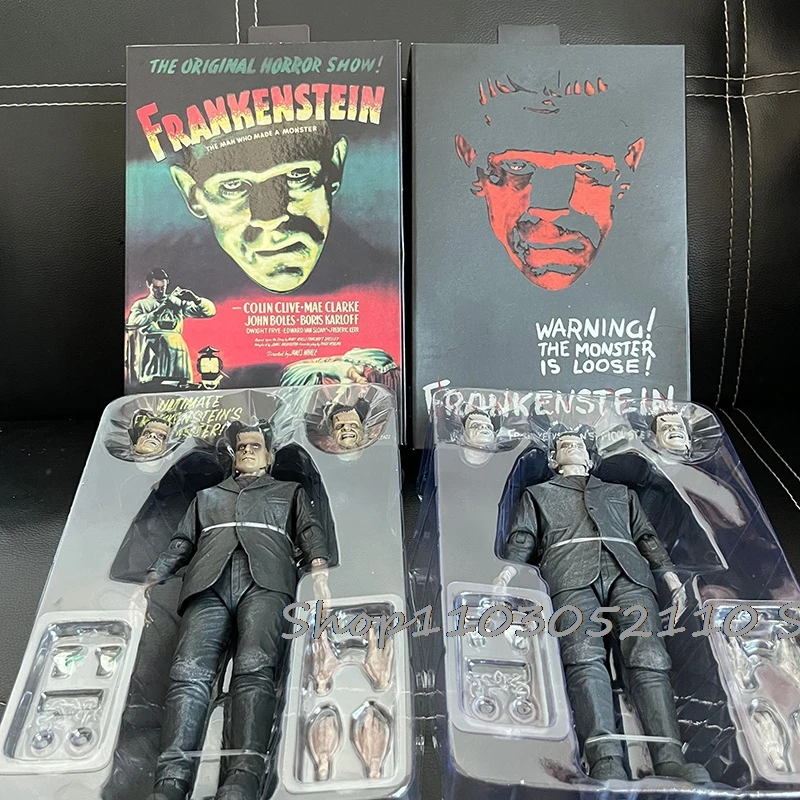 NECA Frankenstein Figura 1931 Mary Shelley Figura de acción Juguetes coloridos en blanco y negro Regalos de cumpleaños de Navidad