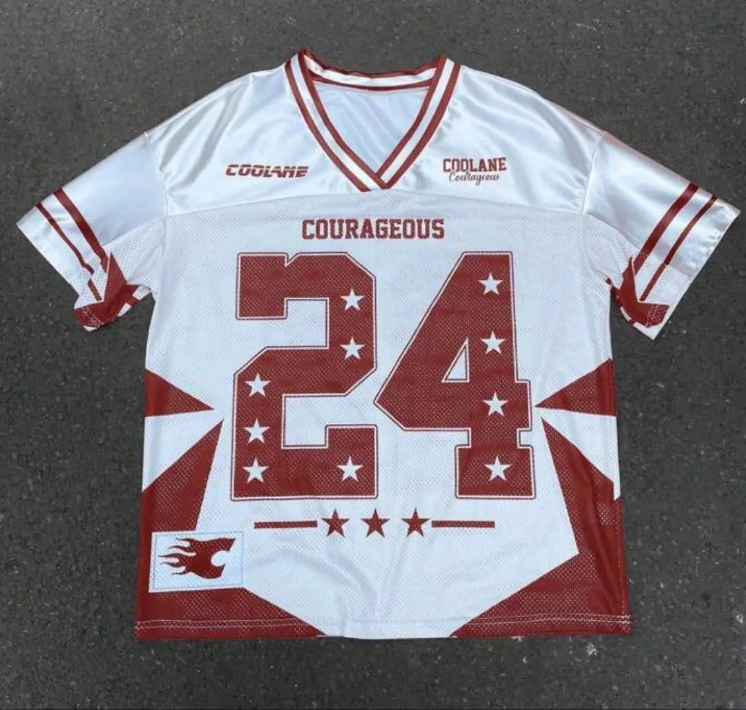 2026 Vintage American Jersey für Damen, California 24 Grafik-Mesh, Kurzarm, V-Ausschnitt, Retro HipHop Streetwear, Sommerliche Freizeit-Oberteile – Detail 5