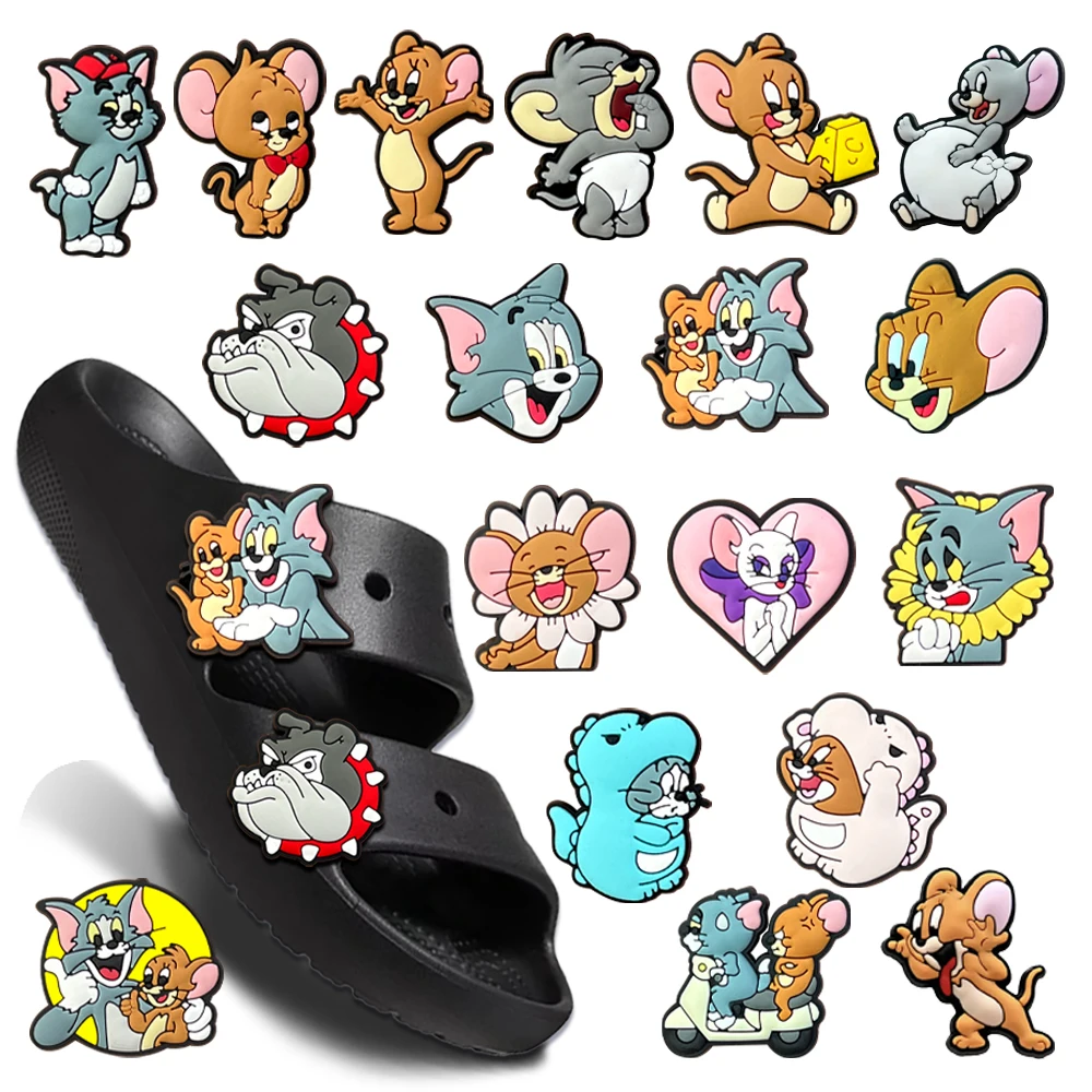 

New Disney Cute cat and Mouse Shoe Charms 18-108PCS MIX DIY Craft Accessories for Tom&Jerry &Kids &Birthday Gifts & Xmas Favors