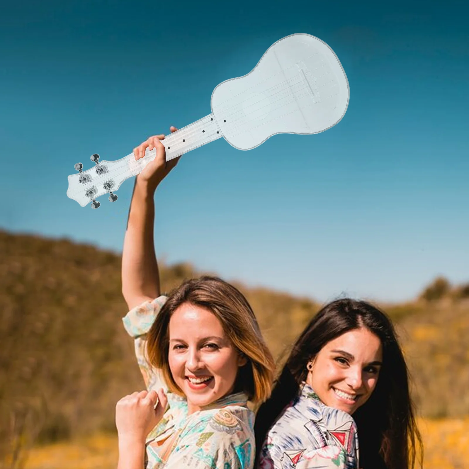 

1 Set 21 Inch Transparent Ukulele Air-Nova Composite Lightweight Fall-Resistant Dreamlike Design Smooth Fingerboard Reinforced