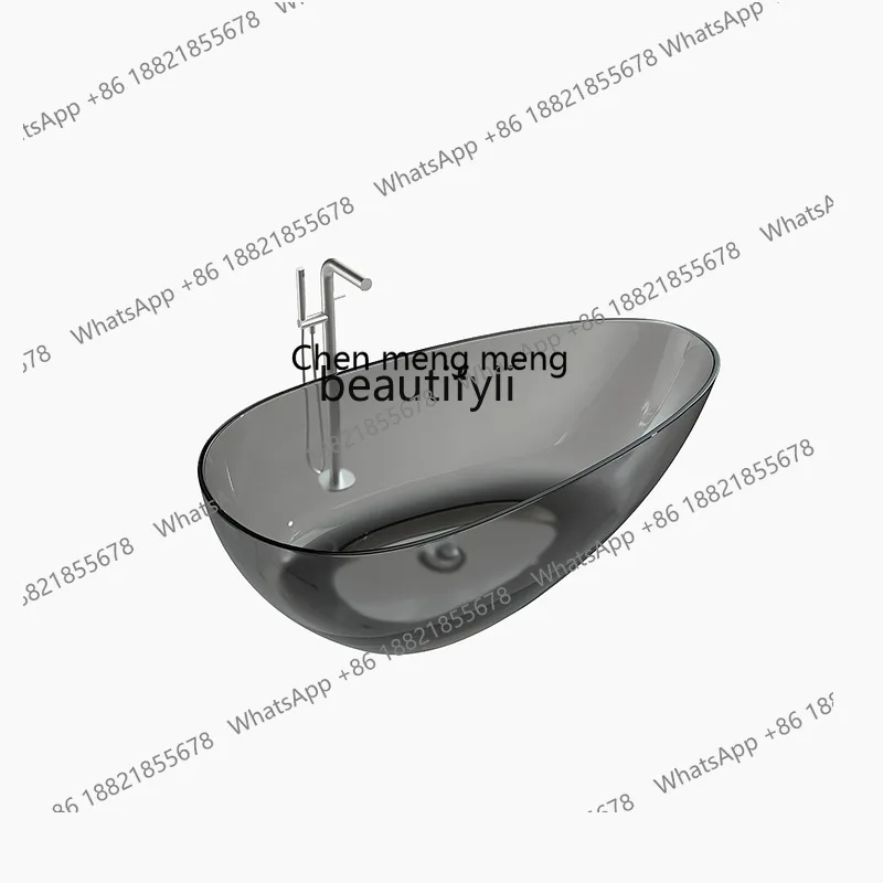 

Factory size head oval transparent resin bathtub light luxury integrated installation-free resin bath