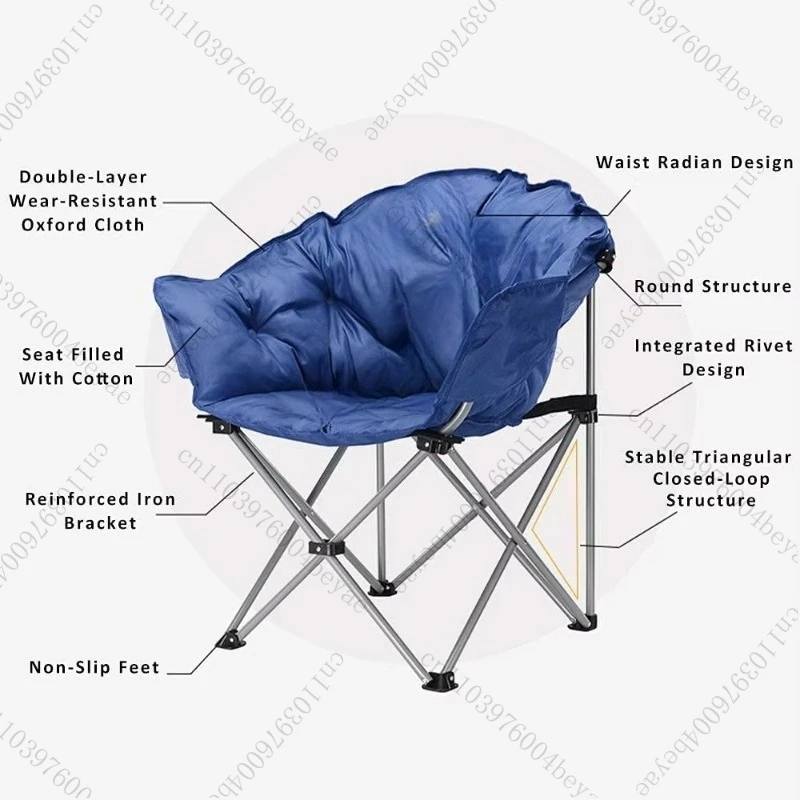 كرسي قمر محمول خفيف الوزن قابل للطي للتخييم مع حامل أكواب ودعم خلفي يصل إلى 120 كجم #3