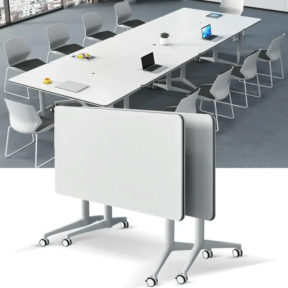 Folding Conference Table Conference Room Table,Flip Top Mobile Training Table,Foldable Meeting Table for Office Training Room