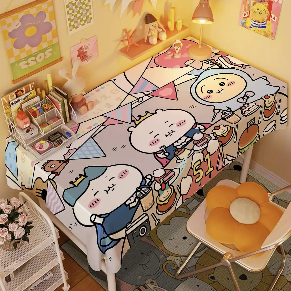 Miniso Chiikawa Tablecloth Cartoon Tablecloth Usagi Desk Decoration Hachiware Anime Figure Kawaii Cartoon Cute Girlfriend Gift