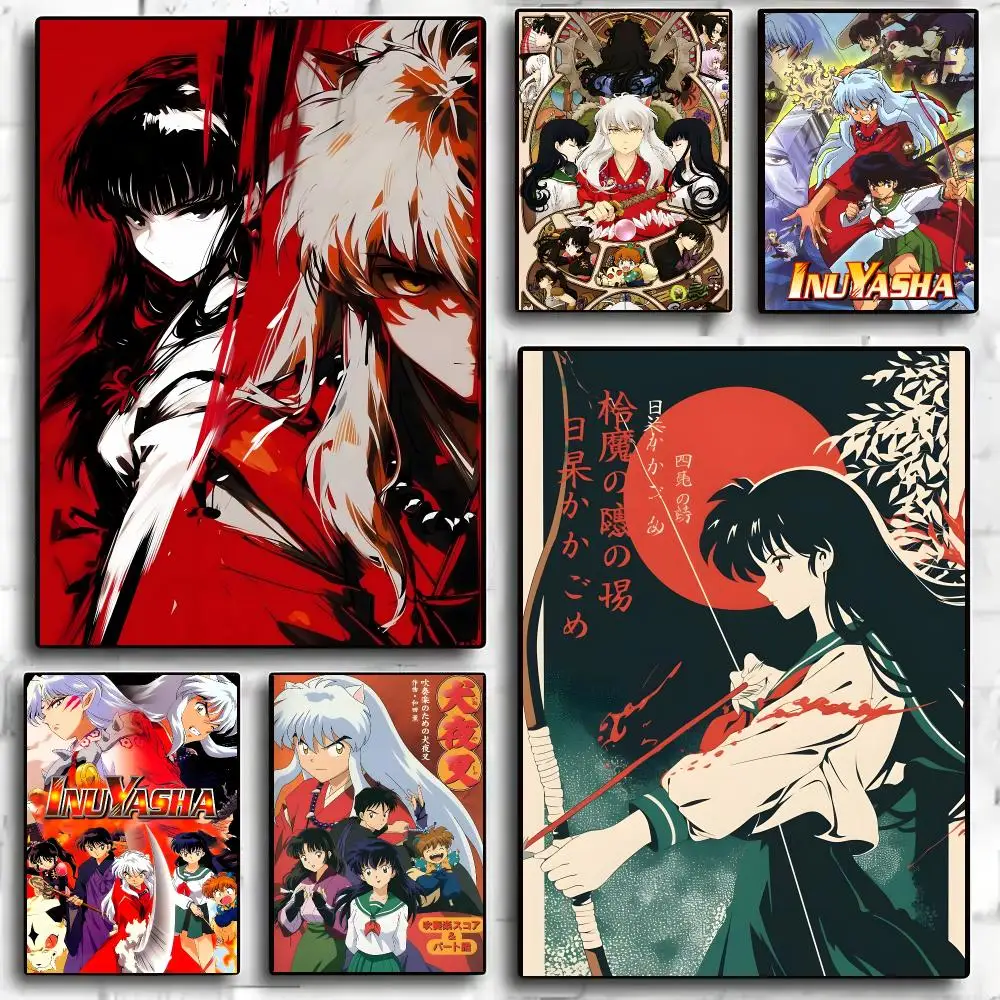 Inuyasha classic anime collage Poster Self-adhesive Advanced Aesthetic Printing Paper Wall Art for Living Room Home Decor