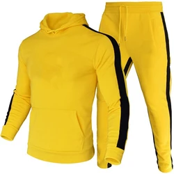 Sweat à capuche et pantalon de survêtement décontractés pour hommes, survêtement de jogging imbibé, sports de plein air, mode