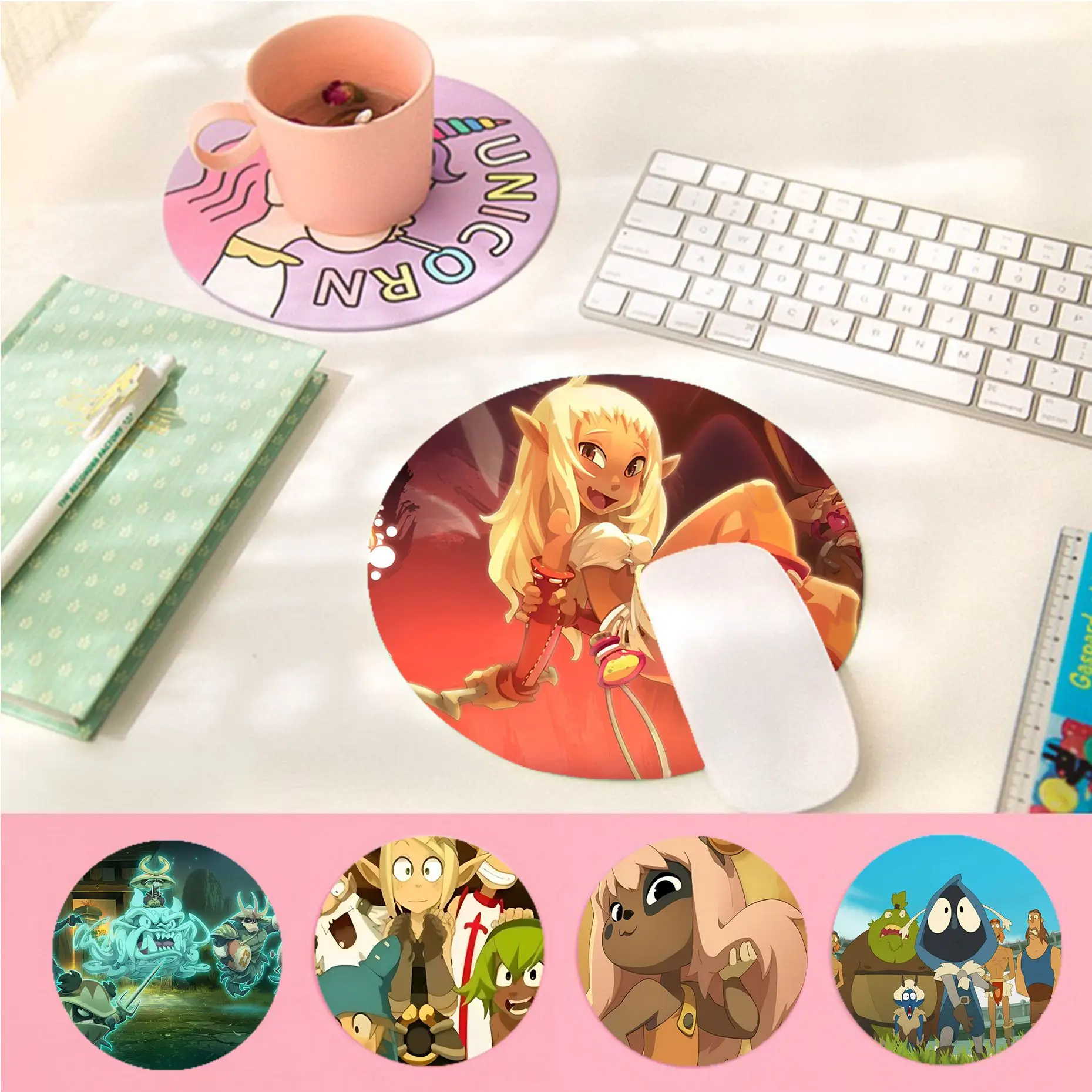 

Dofus Mousepad Animation Round Big Promotion Table Mat Student Mousepad Computer Keyboard Pad Games Pad Office Desk Accessories