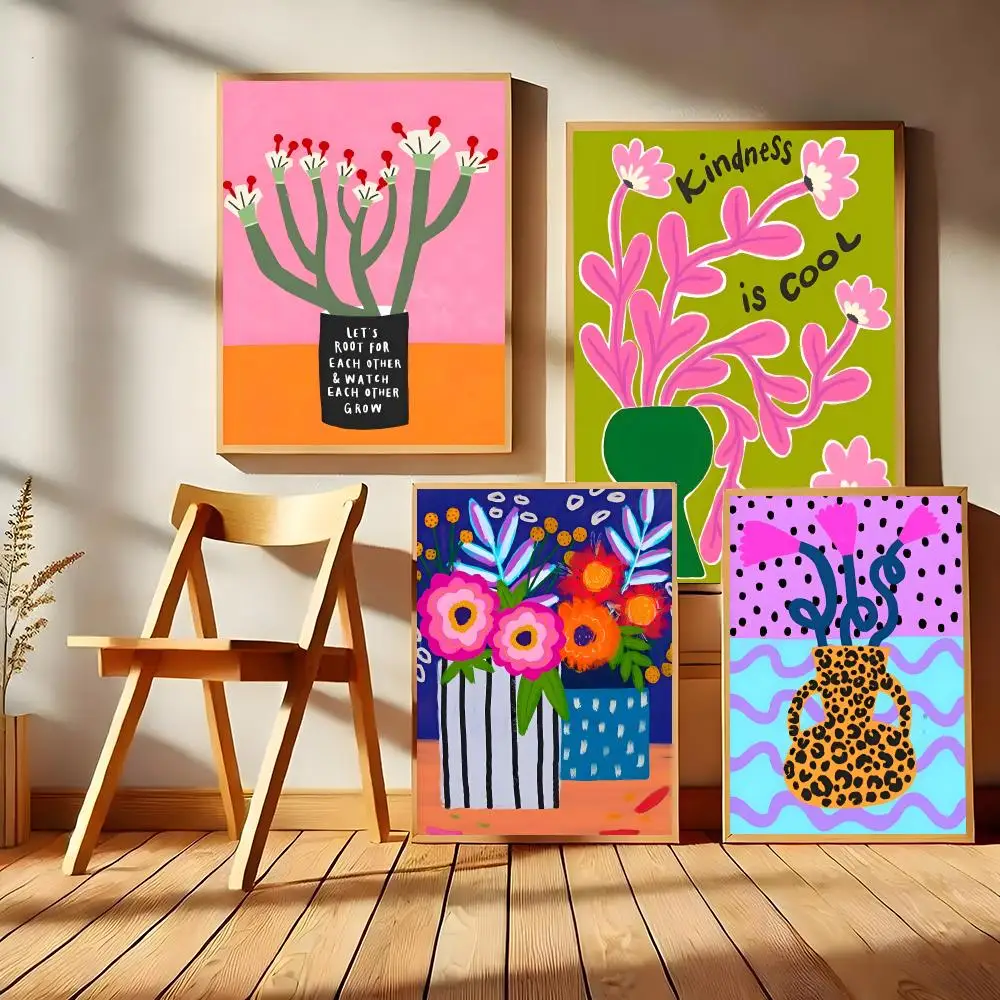 โปสเตอร์ลายดอกไม้สีชมพู แจกัน ต้นไม้ น่ารัก ติดตั้งง่าย แบบมีกาวในตัว ตกแต่งผนังแบบ HD กันน้ำ ทนต่อการฉีกขาด เหมาะสำหรับตกแต่งบ้านและห้องนอน