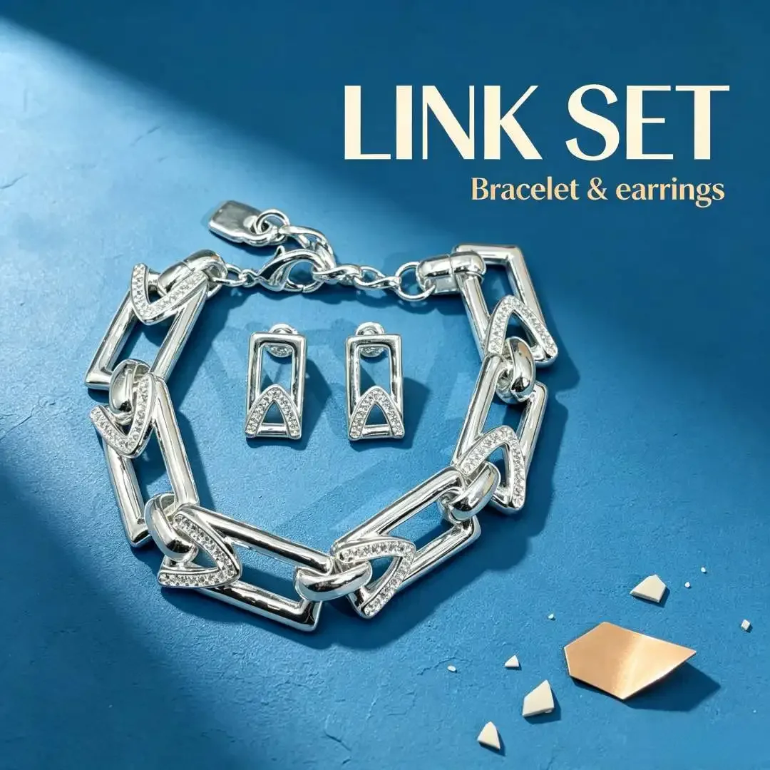 2026 Spain Personalized OL Style Gold Silver Geometric Earrings Bracelet Jewelry Set Birthday Gift