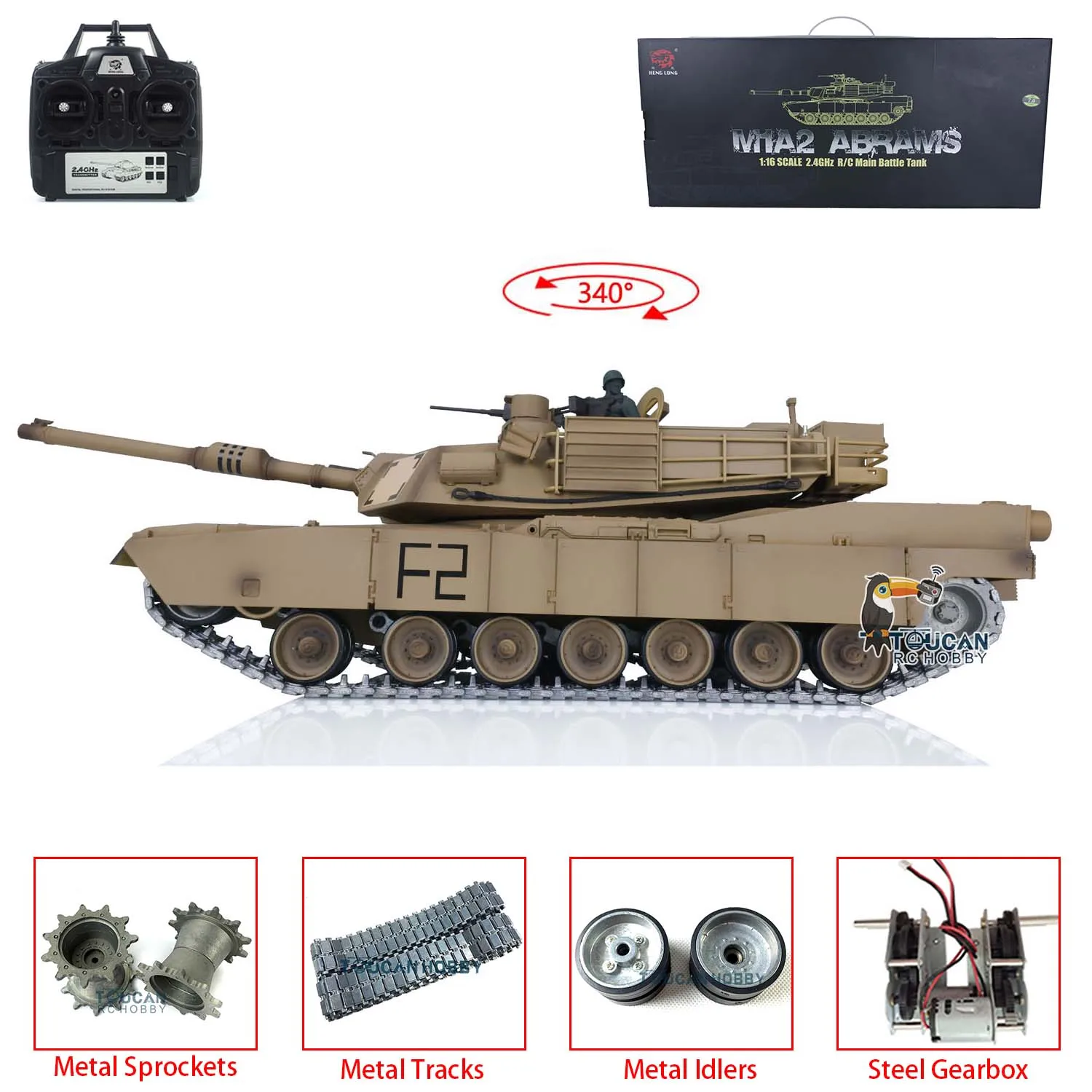 2.4G Heng Long 1/16 Scale RC Tank 7.0 M1A2 Abrams Upgraded Metal Tracks Zdalnie sterowane czołgi Model 3918 RC Toys TH17794