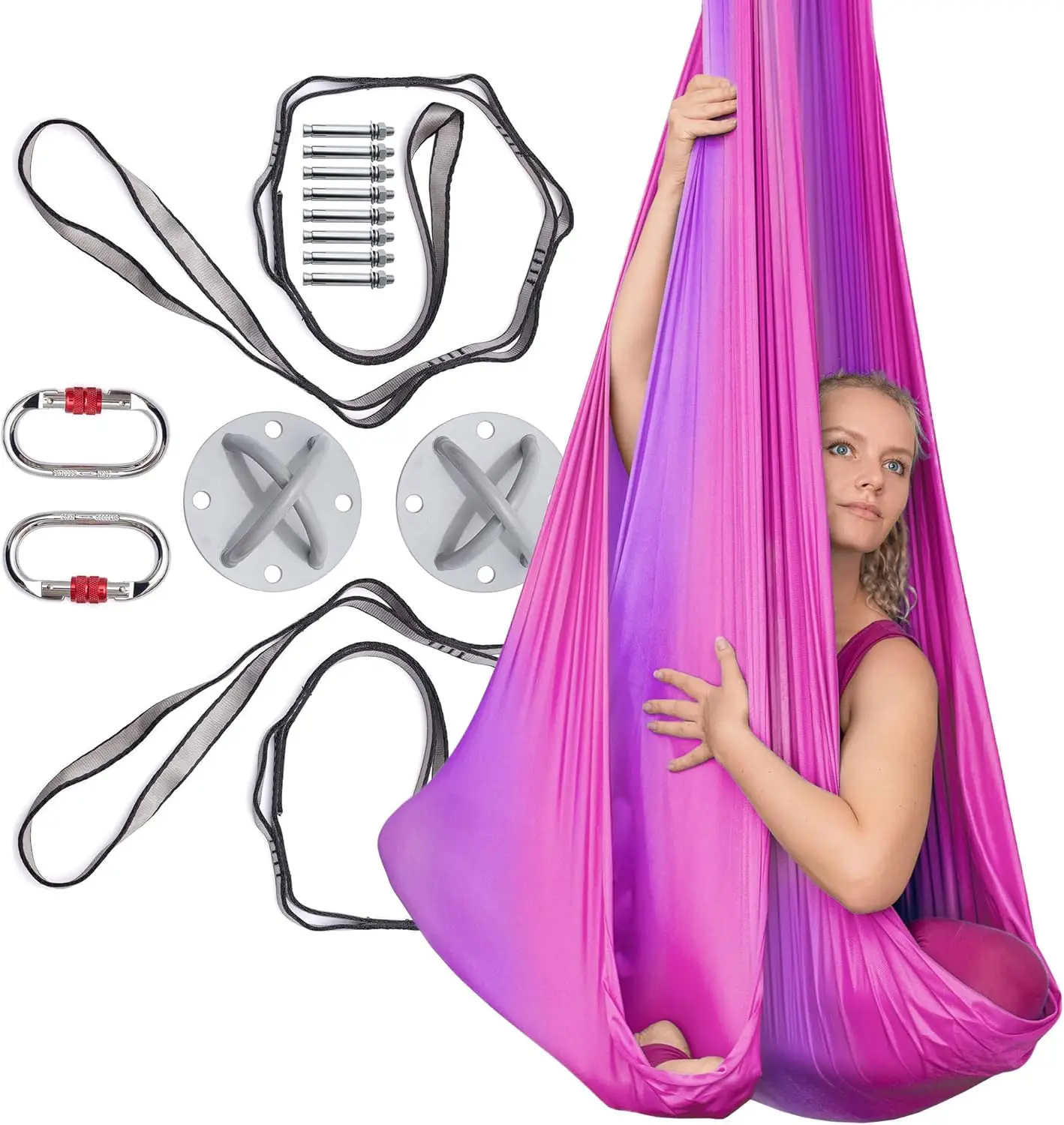 

Aerial Silks Kit for Home - Premium Yoga Swing for Kids & Adults 660 lbs Capacity - Versatile Hammock for Gymnastics Training