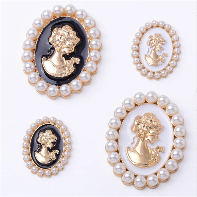 30pcs/lot retro gold color plated pearl flower disc drill buckle charm connectors for diy bag garment jewelry making accessories