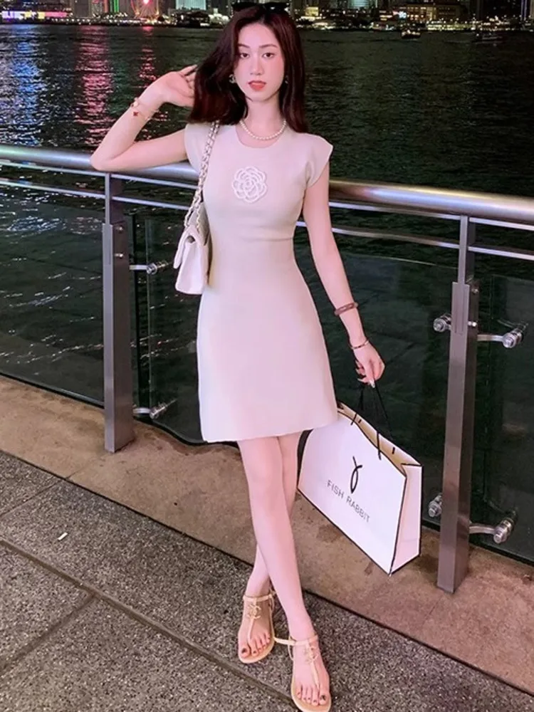 2025 summer new Elegant Women mini dress Sweater Female Clothes vestidos robe outerwears Y2K pullovers Woman clothing