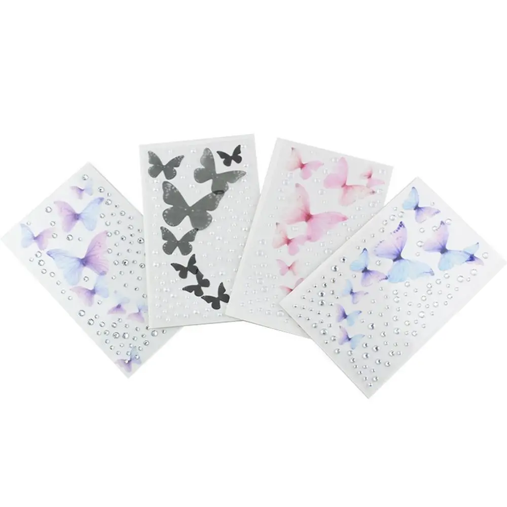 

Ultrathin Butterflies Appliques Portable Foldable Butterfly Sticker Colorful Muslin Temporary Tattoos With Face Jewels