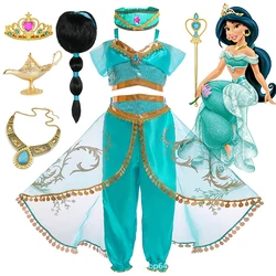 Disney Jasmine Girls Princess Dress Birthday Party Halloween Cosplay Aladdin Magic Lamp Costume for 2-12 Years Old Kids Vestidos