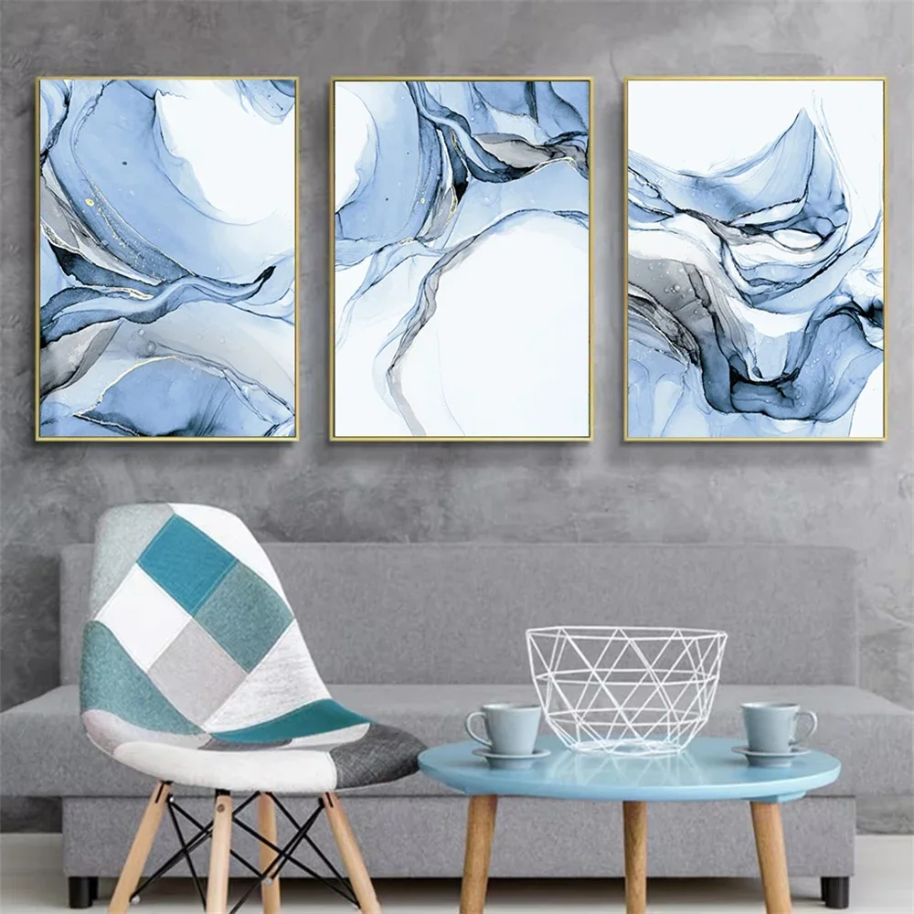 

Abstract Gold Black Blue Marble Wall Art Canvas Painting Modern Posters And Prints Nordic Wall Pictures Living Room Home Decor