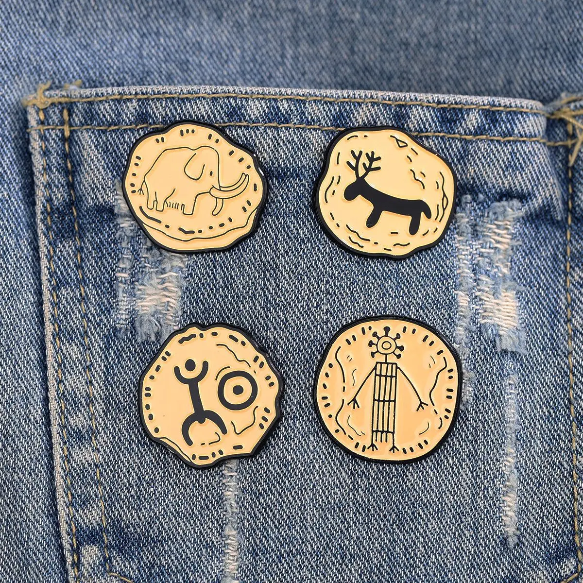 Broche Ronde en Émail de Dessin Animé Mignon, Irrégulière, Animal Créatif, Épouvantail, Éléphant, Cerf, Danemark ge pour Sac à Dos, Accessoires pour Vêtements