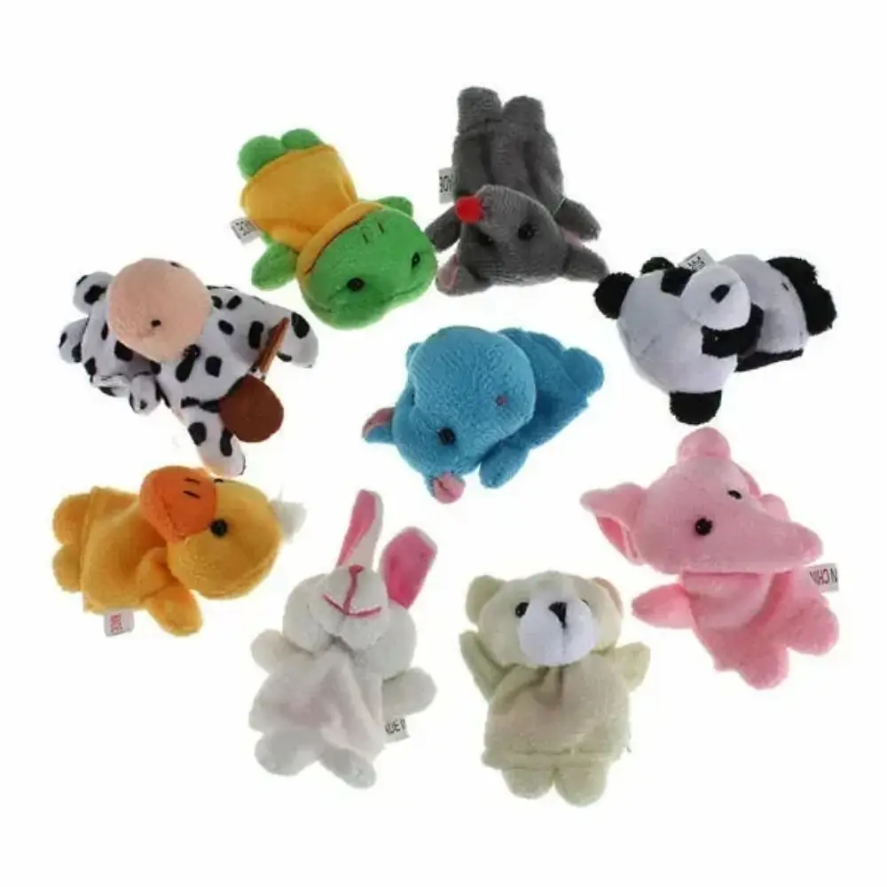 10Pcs Funny Cartoon Hand Finger Puppets Dolls Cute Finger Soft Children Gifts Animal Hand Puppets Parent-Unisex Game Props