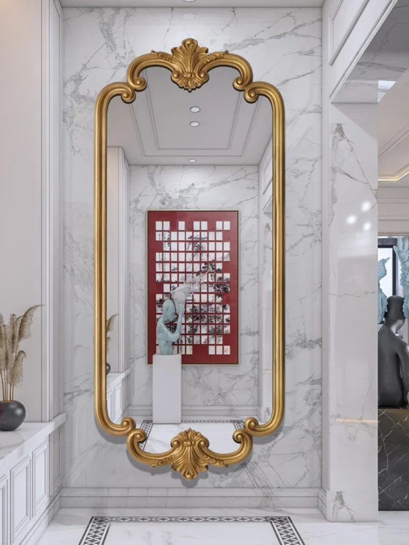 Premium Outstanding Style Vintage Carved Wall Mounted Full-length Mirror Home Clothing Store Dressing Large