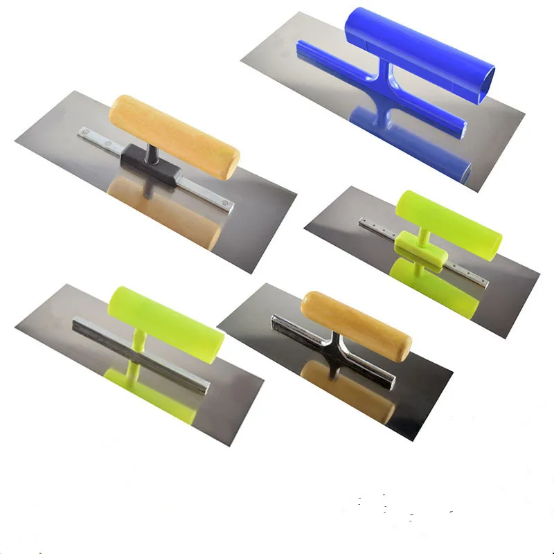 목재 손잡이 및 두께 0.6mm 스테인리스 스틸 블레이드, 석고 흙손 건설 콘크리트 주걱 도구, 240*98mm, 1 개