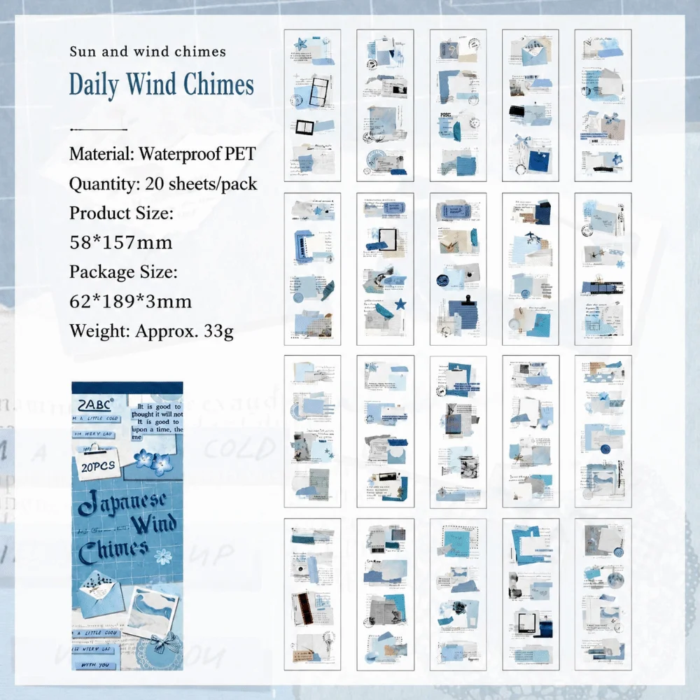 20 Sheets Landscape Material Vintage Sticker Book Collage Style Waterproof Retro Sticker Pack Exquisite Patterns