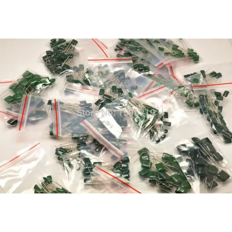 38value x 10pcs 380pcs 100V Mylar Film Capacitor assorted Kit 2A221~2A474J 220pF~470nF Polyester Film capacitor