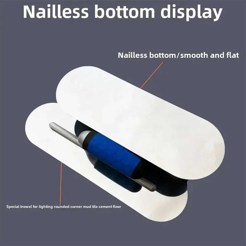 Runde Kelle aus Edelstahl (Kunststoffgriff) – Mehrzweck-Konstruktionshandwerkzeug für die Endbearbeitung von Gips, Kitt und Beton