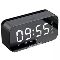 Wireless Bluetooth Speaker With FM Radio Mini Portable Card Mirror Alarm Clock Sound Dual Alarm Clock Settings For All Phone