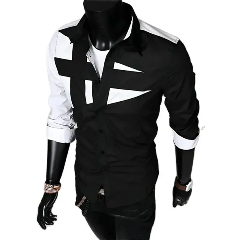 

Распродажа, модная мужская Высококачественная футболка для отдыха, офиса, ярмарки, рубашка, Простроченный черный и белый популярный стильный Топ