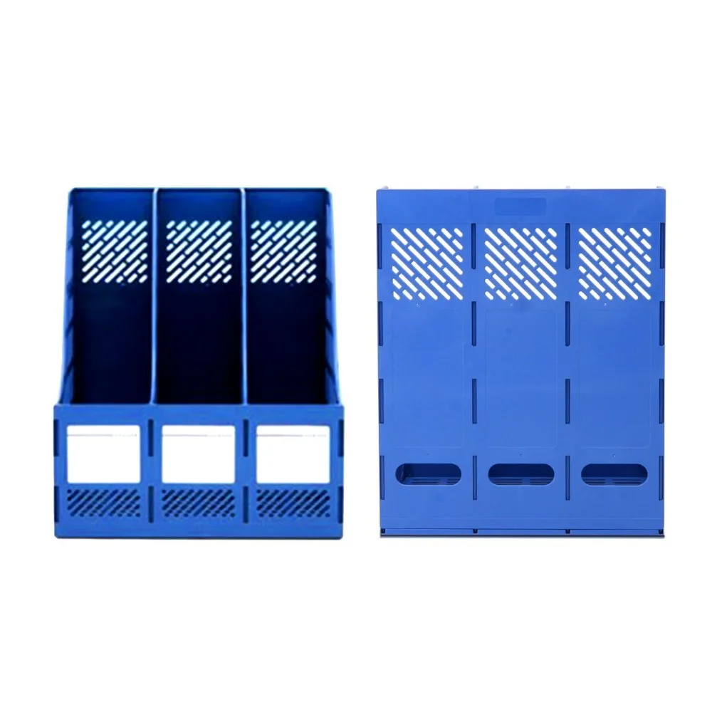 Sturdy PP Desk Organizer 4 Vertical Compartments Sturdy Magazine Holder 3 Compartments Storage Box Bookend Home Organization