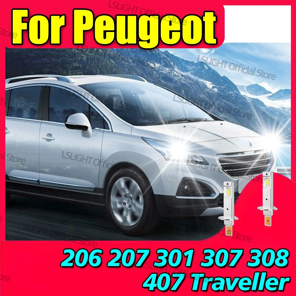 

2Pcs LED H1 For Peugeot 206 207 301 307 308 407 Traveller Headlight Lamp Bulbs 30000LM Super Brightness 3570 CSP Car Lights 12V