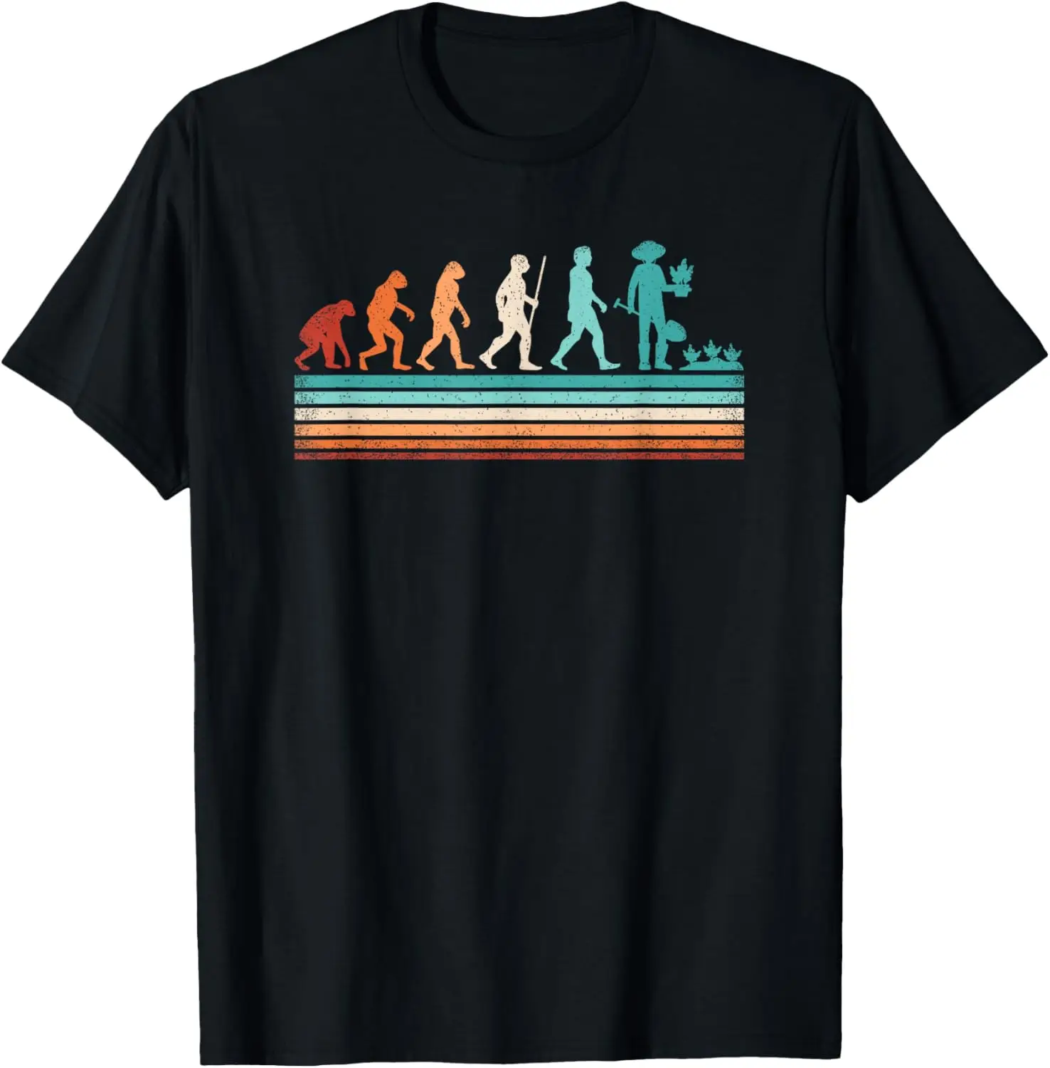 Funny Gardener Evolution Vintage Garden Retro Gardening Men T-Shirt 100% Cotton Trendy Y2K Short-Sleeve Tee-Soft, Quick-Drying,