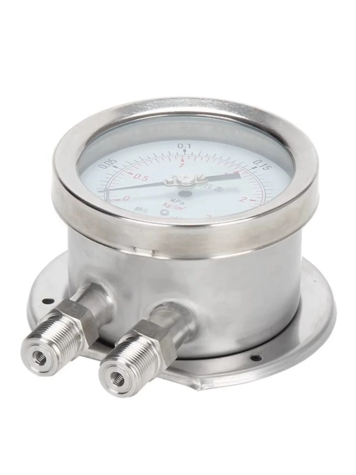 Stainless Steel Differential Pressure Gauge 304 Material Flat Differential Pressure Gauge Corrosion Resistant, Pointer Filter