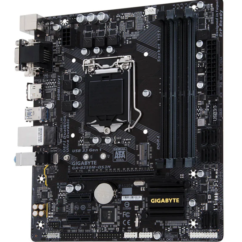 Imagem -02 - Placa-mãe Desktop Suporte Lga 1151 6ª 7ª Geração i7 i5 i3 Ddr4 64gb Ssd M.2 Gigabyte-b250m-ds3h