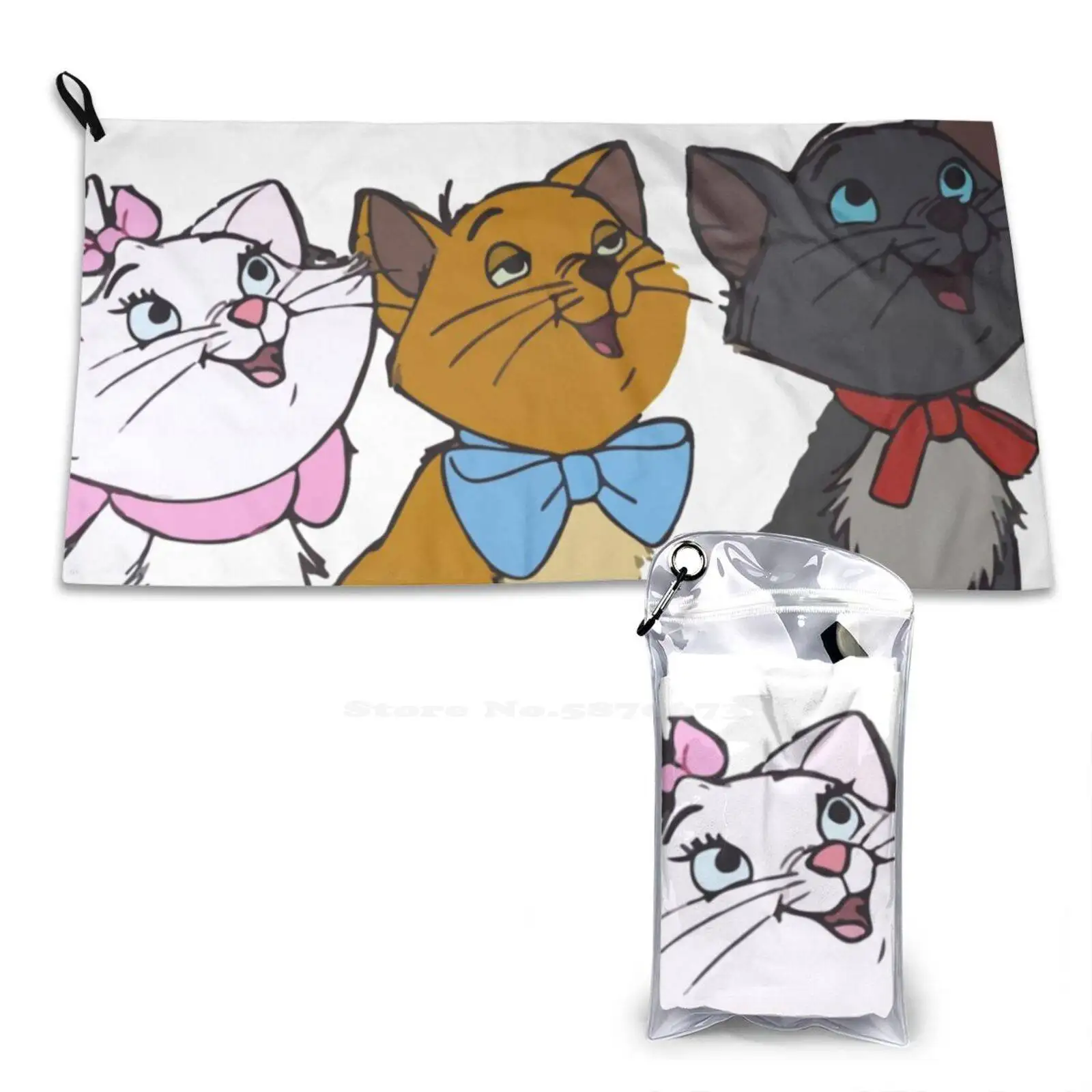 

Aristocats Print Washcloth Face Soft Towel Marie Berlioz Toulouse Aristocats Kitten Kitty Kitties Gato