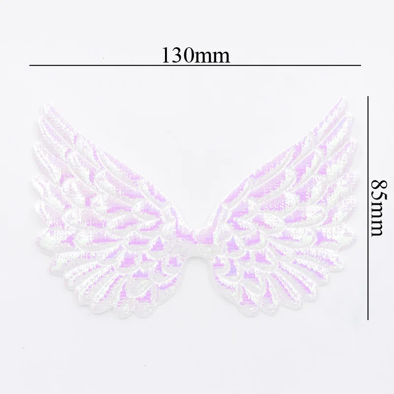 20Pcs 130MM Two Side Wing DIY Fairy Patches AB White Angel Wing Padded Appliques for Bow Tie Crafts Cake Topper Scrapbooking