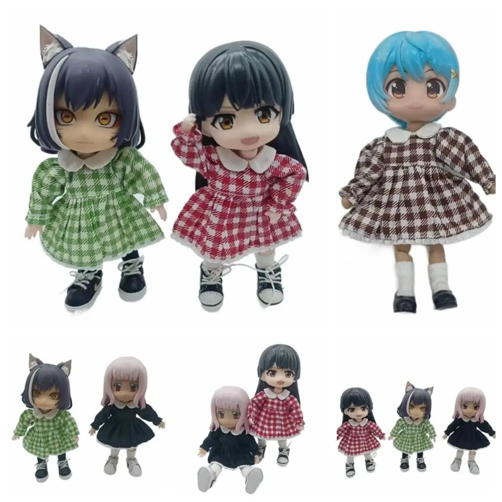 

Dolls Accessories Lotus Leaf Sleeve OB11 Skirt Casual Wear Handmade Doll Clothes Plaid Cotton Obitsu11 Dresses 1/12 Bjd