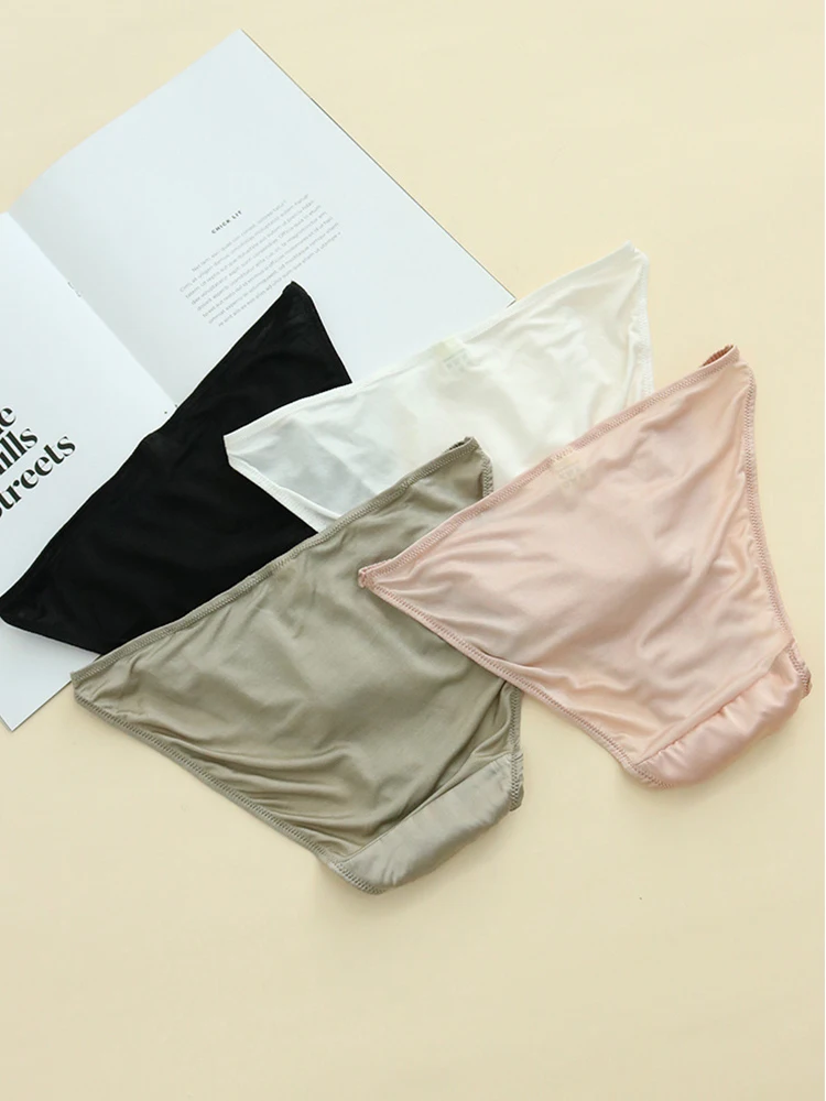 النساء الملابس الداخلية التوت الحرير سراويل مريحة للتنفس منخفضة الخصر السروال الفاخرة الحرير السلس ملخصات مثير فتاة الملابس الداخلية #3