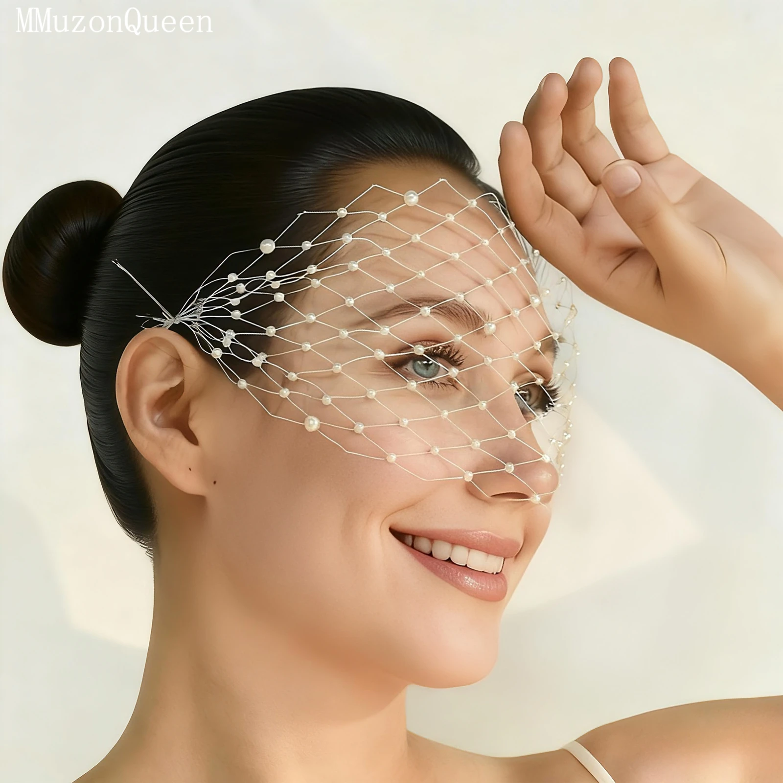 TOPQUEEN Wedding Mesh Veil Various Style Bird Cage Veil With Pearl Removable Powder Blusher Single Party Accessories MA52