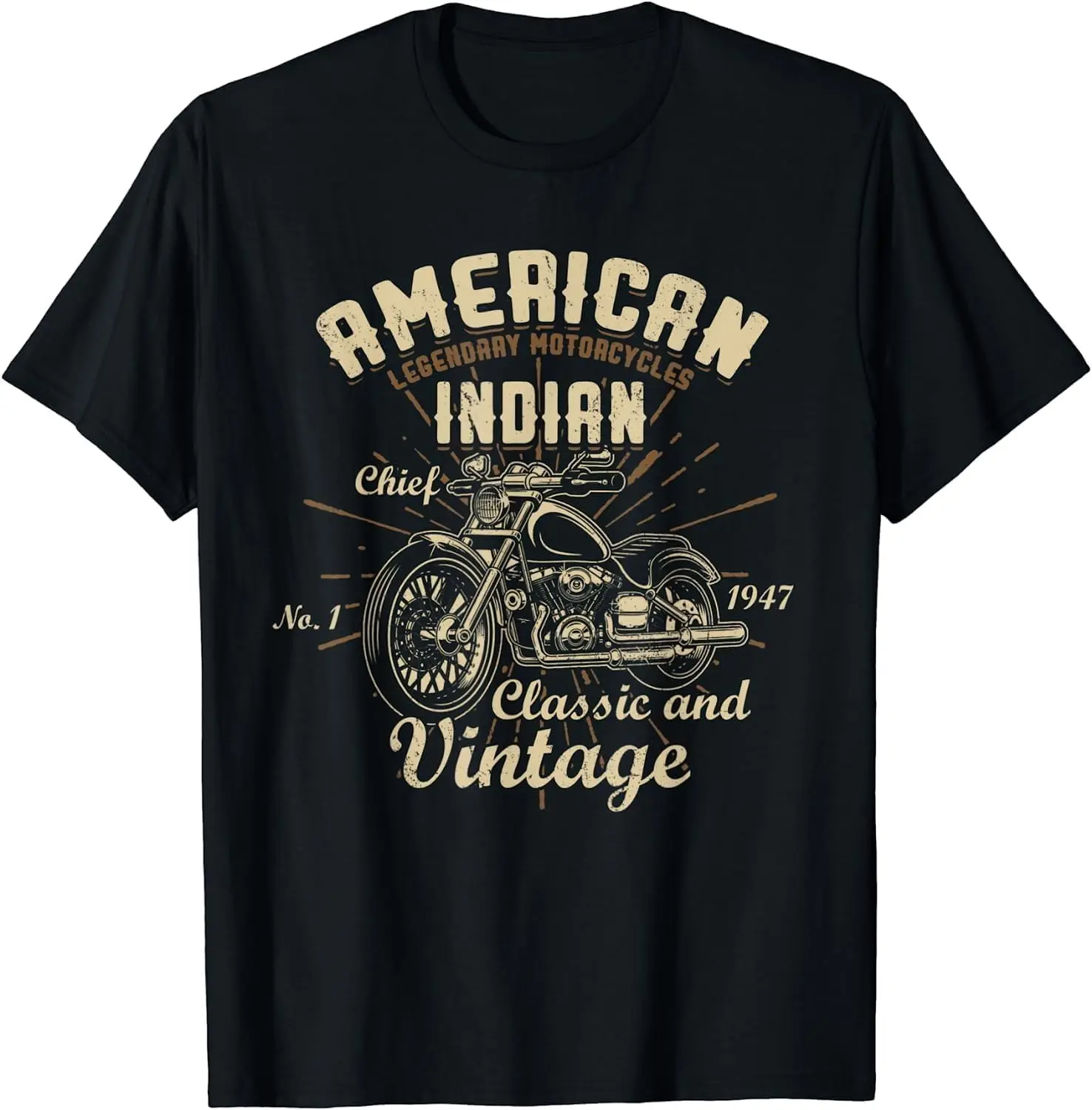 

Vintage American Motorcycle Women's Crew Neck Casual Short Sleeve Vintage Summer Graphic T-Shirt