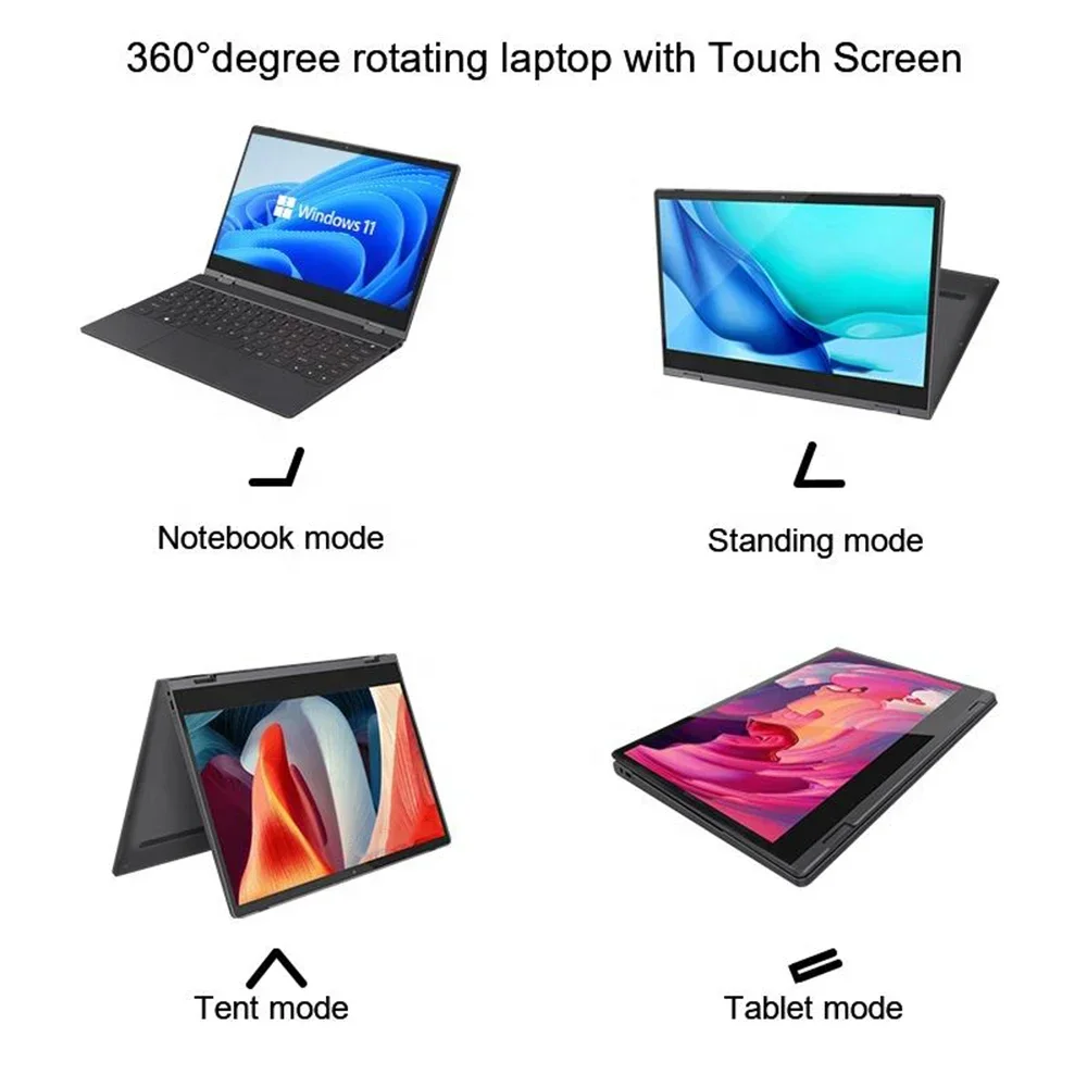 Yoga Laptops With Touch Screen 360 Degree 4K Notebook Computer Windows 11 14