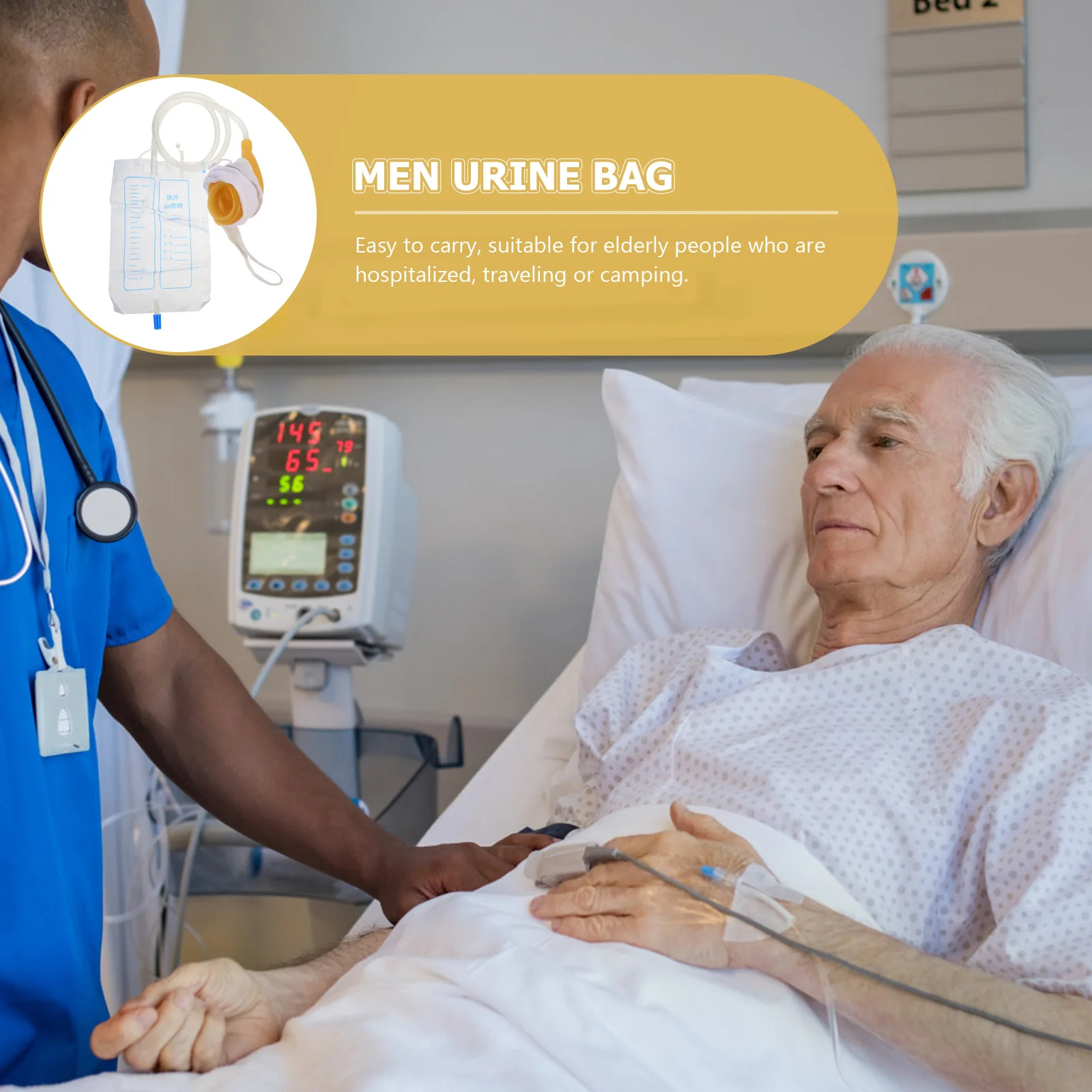 

Мужской мешок для мочи, портативный удобный мешок для сбора мочи для пожилых людей, больничный пацієнт, дышащий многоразовый писсуар