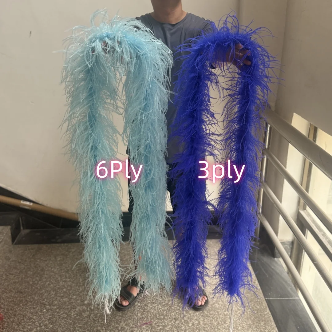 2Meter White Ostrich Feather Boa 6 10PLY Thick Fluffy Ostrich Feathers Scarf for  Wedding Party Dress Shawl Decoration Wholesale