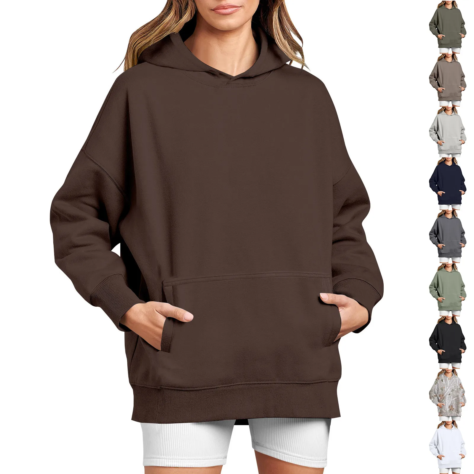 2024 New Women\'S Solid Color Long Sleeved Round Neck Sweatshirt Fashion Casual Comfortable Loose Lightweight Women\'S Sweatshirt