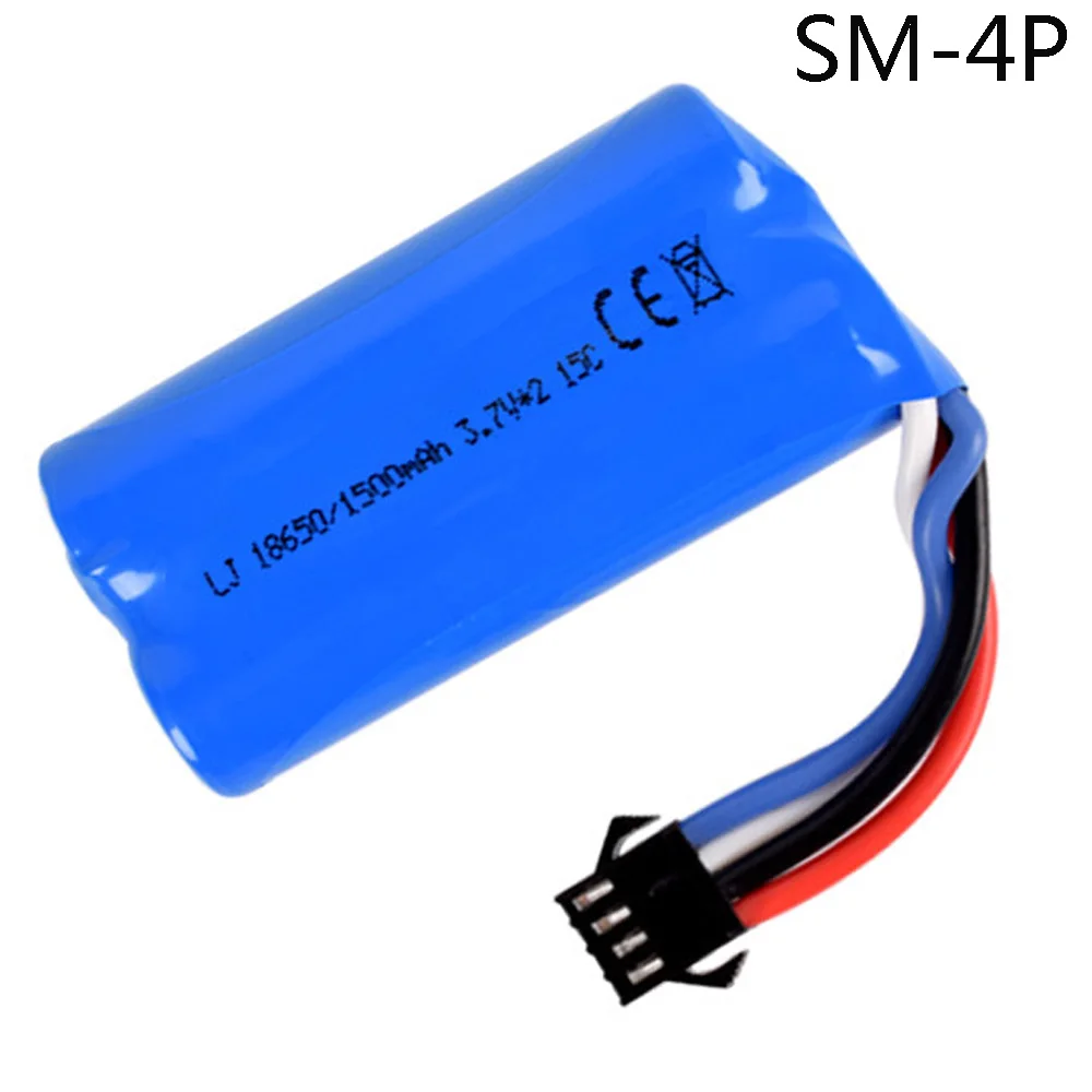 7.4V 1500mAh 15C 18650 akumulator litowo-jonowy SM-4P wtyczka dla RC HQ961 962 UD1902 1002 zabawki samochody łodzie model baterii 3.7V * 2 2S dla HQ