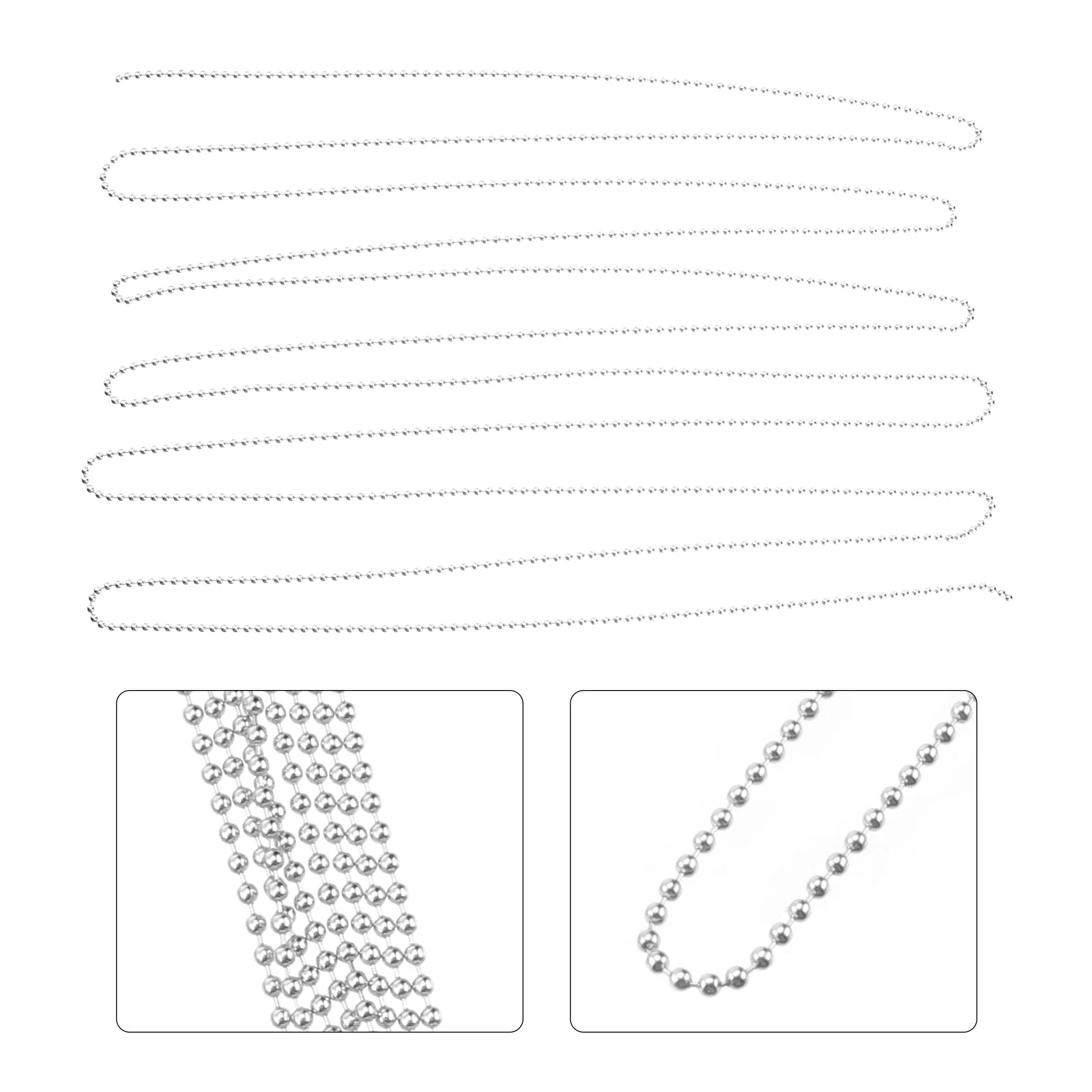 

3 Meters Bead Chain with Connector Stainless Steel Metal Ball Connectors Silver