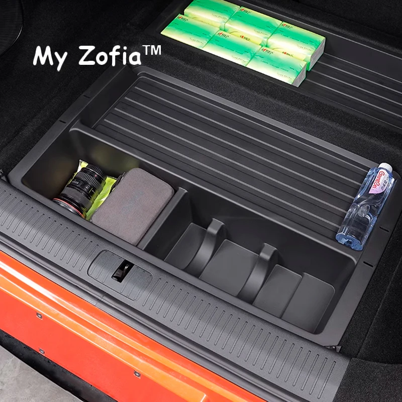 

For Xpeng G6 2024 2025 2026 Car Rear Trunk Lower Storage Box ABS Waterproof Trunk Organizer Tray Interior Stowing Accessories